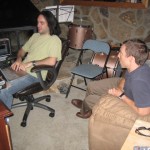 Ron and drummer Dave - transferring the test files to the MacBook Pro.